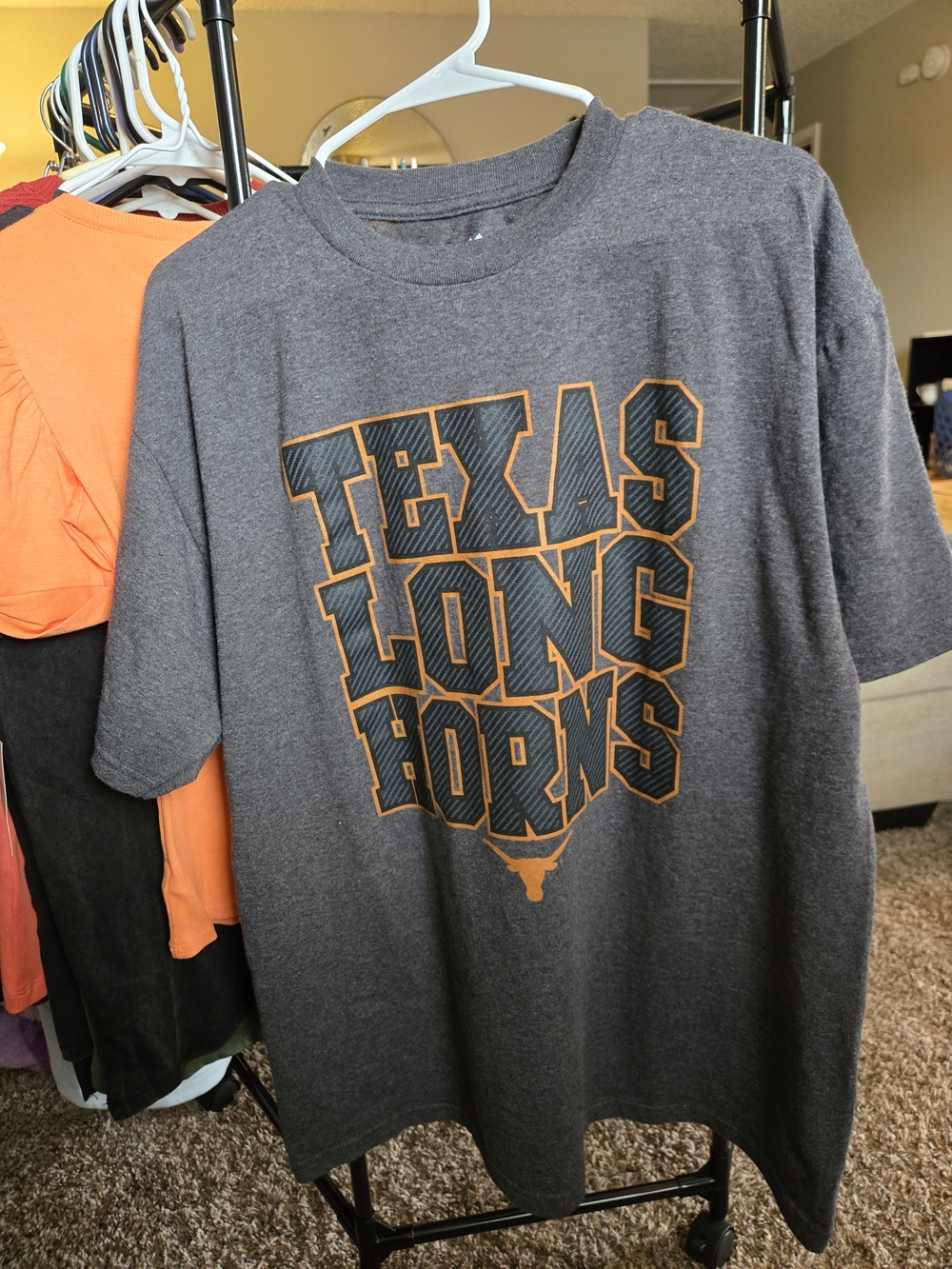 Majestic Gray T-shirt with Orange Texas Longhorns Graphic